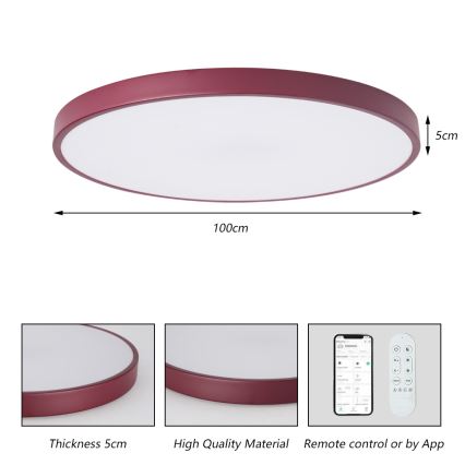 Brilagi - LED Dimmable Luminaire POOL SMART LED/128W/230V Ø 100 cm 3000-6000K Wi-Fi Tuya + Remote Control Burgundy