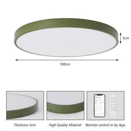 Brilagi - Dimmable POOL SMART LED light fixture/128W/230V dia. 100 cm Wi-Fi Tuya + remote control green