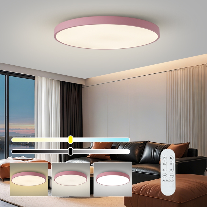 Brilagi - Dimmable LED Fixture POOL SMART LED/128W/230V dia. 100 cm 3000-6000K Wi-Fi Tuya + Remote Control Pink