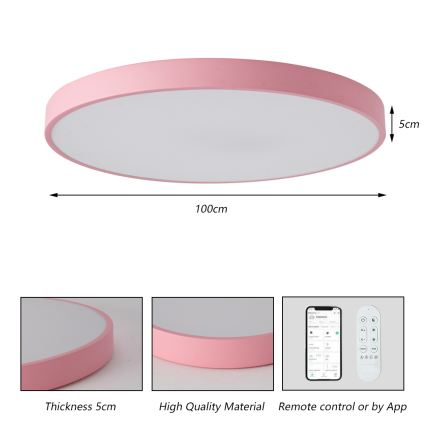 Brilagi - Dimmable LED Fixture POOL SMART LED/128W/230V dia. 100 cm 3000-6000K Wi-Fi Tuya + Remote Control Pink