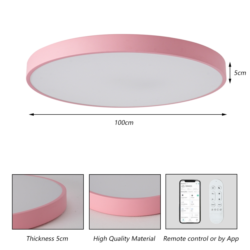Brilagi - Dimmable LED Fixture POOL SMART LED/128W/230V dia. 100 cm 3000-6000K Wi-Fi Tuya + Remote Control Pink