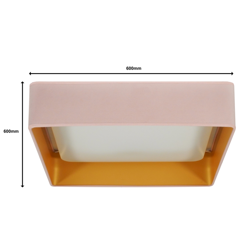 Brilagi - VELVET SQUARE SMART LED Dimmable Ceiling Light/36W/230V 60x60 cm 2700-6500K Wi-Fi Tuya + remote control pink