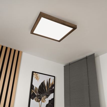 BRILAGI - Dimmable LED bathroom ceiling light WOODY FRAME LED/50W/230V oak/walnut 60x60 cm 3000-6000K IP44 + remote control