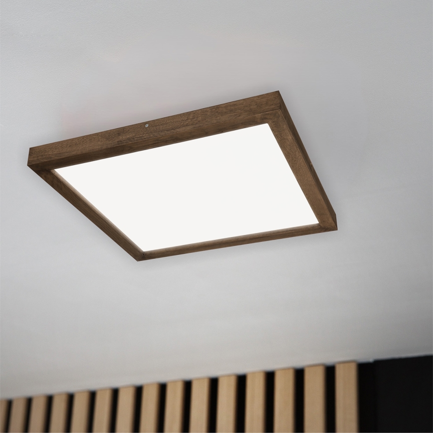 BRILAGI - Dimmable LED bathroom ceiling light WOODY FRAME LED/50W/230V oak/walnut 60x60 cm 3000-6000K IP44 + remote control