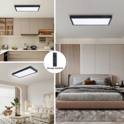 Brilagi - LED Dimmable bathroom ceiling light FRAME SMART LED/30W/230V 30x60 cm 3000-6000K  IP44 black  + remote control