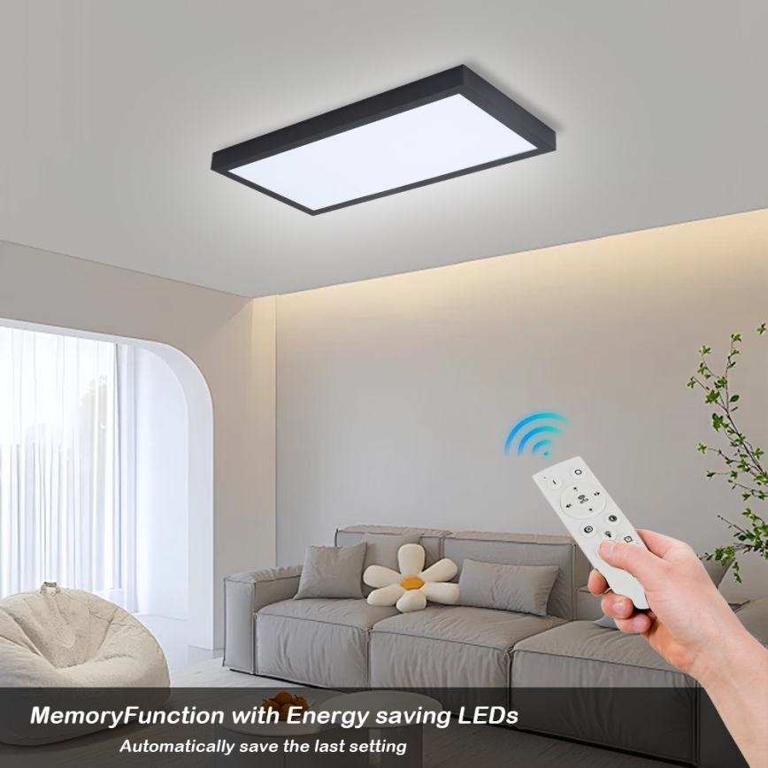 Brilagi - LED Dimmable bathroom ceiling light FRAME SMART LED/30W/230V 30x60 cm 3000-6000K  IP44 black  + remote control