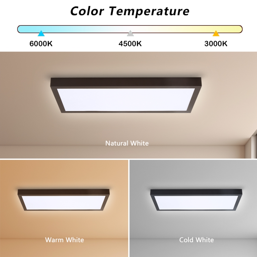 Brilagi - LED Dimmable bathroom ceiling light FRAME SMART LED/30W/230V 30x60 cm 3000-6000K  IP44 black  + remote control