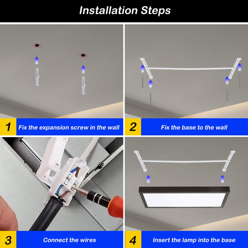 Brilagi - LED Dimmable bathroom ceiling light FRAME SMART LED/30W/230V 30x60 cm 3000-6000K  IP44 black  + remote control