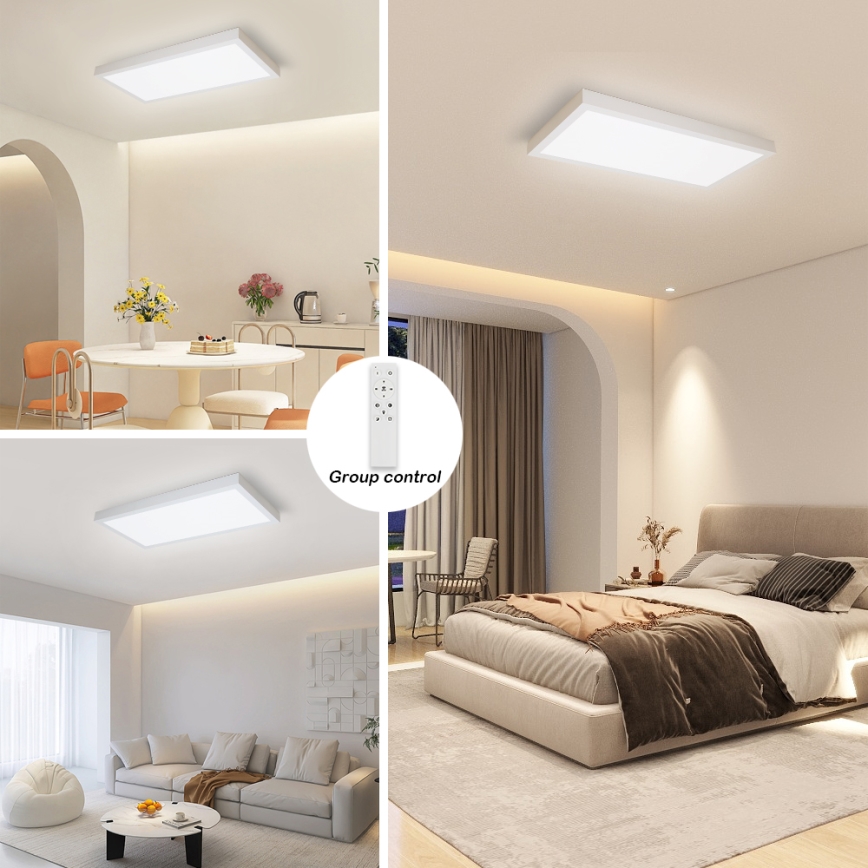 Brilagi - LED Dimmable bathroom ceiling light FRAME SMART LED/30W/230V 30x60 cm 3000-6000K IP44 white + remote control