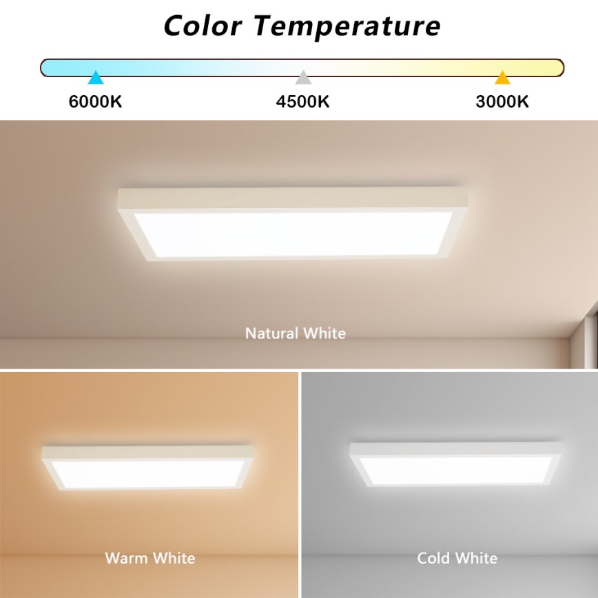 Brilagi - LED Dimmable bathroom ceiling light FRAME SMART LED/30W/230V 30x60 cm 3000-6000K IP44 white + remote control