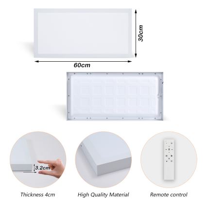 Brilagi - LED Dimmable bathroom ceiling light FRAME SMART LED/30W/230V 30x60 cm 3000-6000K IP44 white + remote control