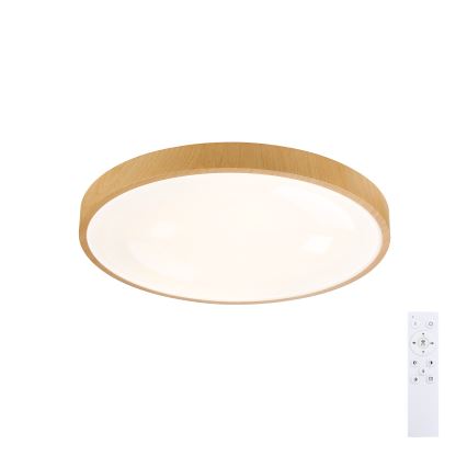 Brilagi - Dimmable LED Ceiling Light GLASS POOL DOUBLE LED/60W/230V 3000-6000K 50 cm wood finish + remote control
