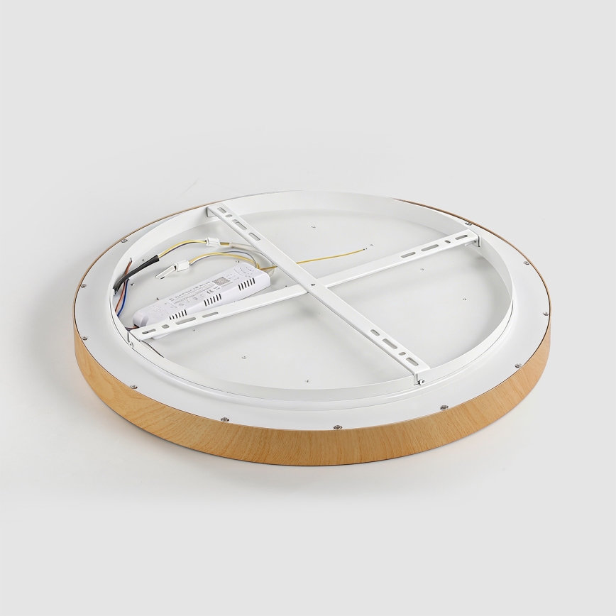 Brilagi - Dimmable LED Ceiling Light GLASS POOL DOUBLE LED/60W/230V 3000-6000K 50 cm wood finish + remote control
