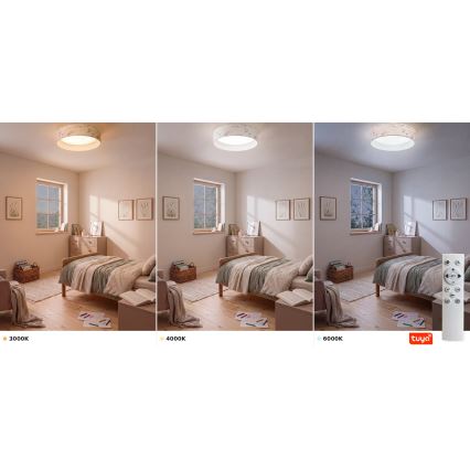 Brilagi - LED Dimmable Ceiling Light VELVET SMARTIX STARS LED/24W/230V 3000-6000K Ø 45 cm White/flower motif Wi-Fi Tuya Beacon + Remote Control