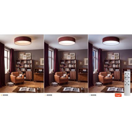 Brilagi - VELVET SMARTIX STARS LED Dimmable Ceiling Light 36W/230V, Tunable 3000–6000K, Ø55 cm, Burgundy, Wi‑Fi Tuya & Beacon + Remote Control
