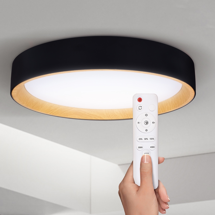 Brilagi - LED Dimmable ceiling light LARIOS LED/48W/230V 3000-6500K ø 39 cm black + remote control