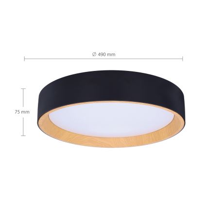 Brilagi - LED Dimmable ceiling light LARIOS LED/60W/230V 3000-6500K ø 49 cm black + remote control