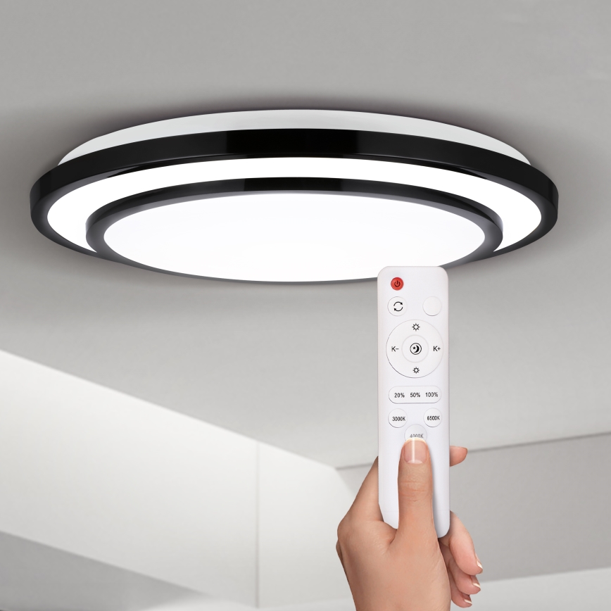 Brilagi - LED Dimmable ceiling light LUCIANO LED/48W/230V 3000-6500K ø 39 cm black + remote control