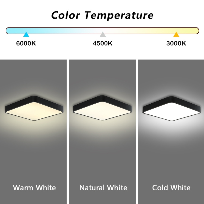 Brilagi - LED Dimmable ceiling light POOL LED/36W/230V 3000-6000K 40x40 cm black + remote control