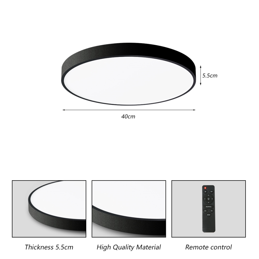 Brilagi - LED Dimmable ceiling light POOL SMART LED/48W/230V 40 cm 3000-6000K Wi-Fi Tuya + remote control black