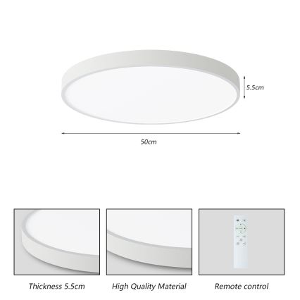 Brilagi - LED Dimmable ceiling light POOL SMART LED/60W/230V 3000-6000K 50 cm + remote control white