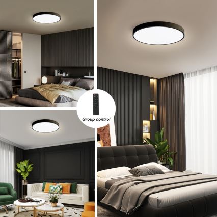 Brilagi - LED Dimmable ceiling light POOL SMART LED/60W/230V 50 cm 3000-6000K Wi-Fi Tuya + remote control black