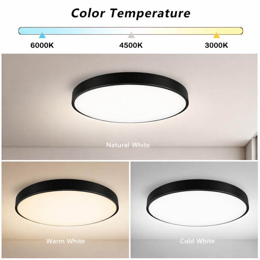 Brilagi - LED Dimmable ceiling light POOL SMART LED/60W/230V 50 cm 3000-6000K Wi-Fi Tuya + remote control black