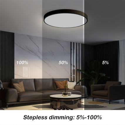 Brilagi - LED Dimmable ceiling light POOL SMART LED/60W/230V 50 cm 3000-6000K Wi-Fi Tuya + remote control black