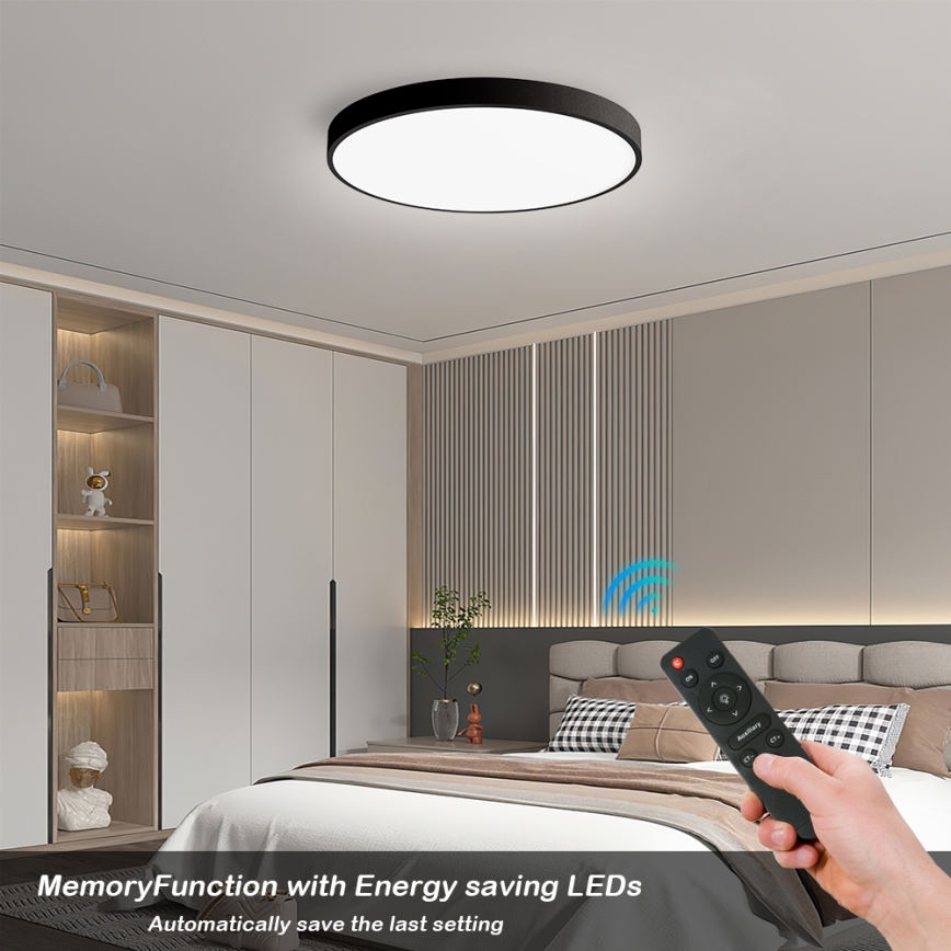Brilagi - LED Dimmable ceiling light POOL SMART LED/60W/230V 50 cm 3000-6000K Wi-Fi Tuya + remote control black