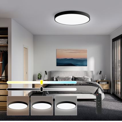 Brilagi - LED Dimmable ceiling light POOL SMART LED/60W/230V 50 cm 3000-6000K Wi-Fi Tuya + remote control black