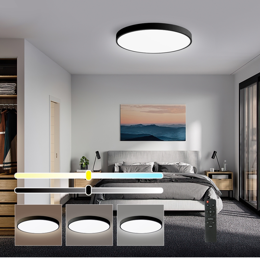 Brilagi - LED Dimmable ceiling light POOL SMART LED/60W/230V 50 cm 3000-6000K Wi-Fi Tuya + remote control black