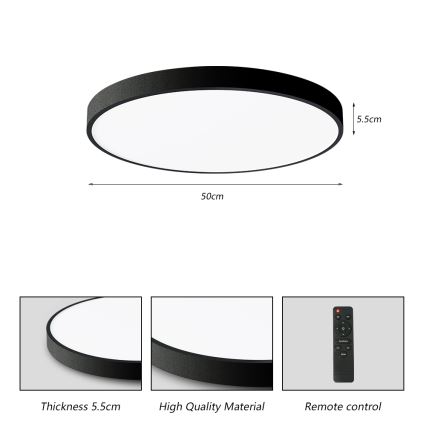 Brilagi - LED Dimmable ceiling light POOL SMART LED/60W/230V 50 cm 3000-6000K Wi-Fi Tuya + remote control black