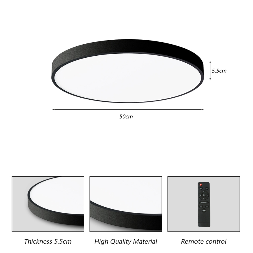 Brilagi - LED Dimmable ceiling light POOL SMART LED/60W/230V 50 cm 3000-6000K Wi-Fi Tuya + remote control black