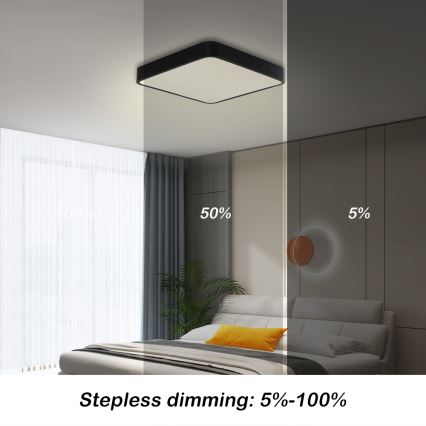 Brilagi - LED Dimmable ceiling light POOL SQUARE LED/36W/230V 3000-6000K 40x40 cm black + remote control