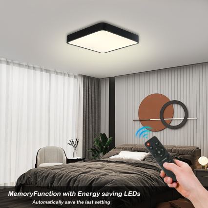 Brilagi - LED Dimmable ceiling light POOL SQUARE LED/36W/230V 3000-6000K 40x40 cm black + remote control