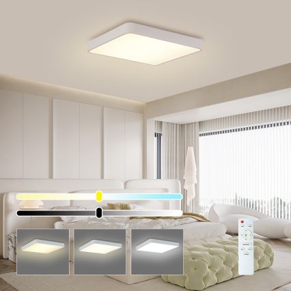 Brilagi - LED Dimmable ceiling light POOL SQUARE LED/36W/230V 3000-6000K 40x40 cm white + remote control