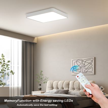 Brilagi - LED Dimmable ceiling light POOL SQUARE LED/36W/230V 3000-6000K 40x40 cm white + remote control