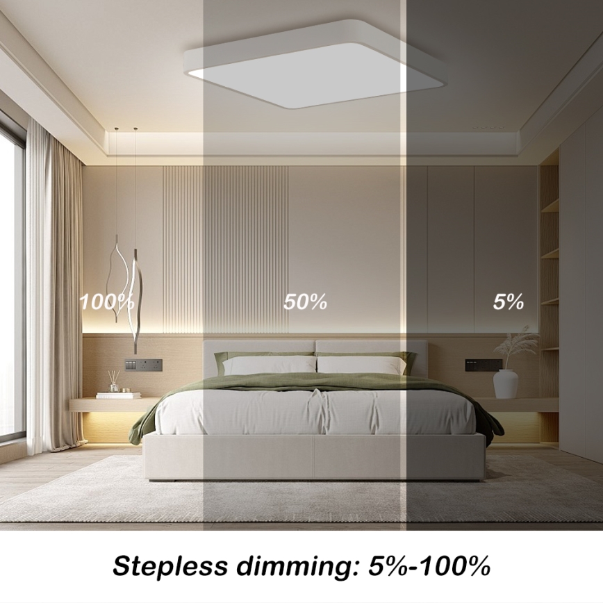 Brilagi - LED Dimmable ceiling light POOL SQUARE LED/36W/230V 3000-6000K 40x40 cm white + remote control