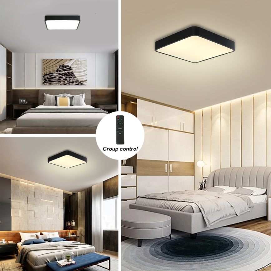 Brilagi - LED Dimmable ceiling light POOL SQUARE LED/48W/230V 3000-6000K 50x50 cm black + remote control