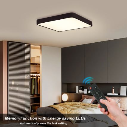 Brilagi - LED Dimmable ceiling light POOL SQUARE LED/48W/230V 3000-6000K 50x50 cm black + remote control