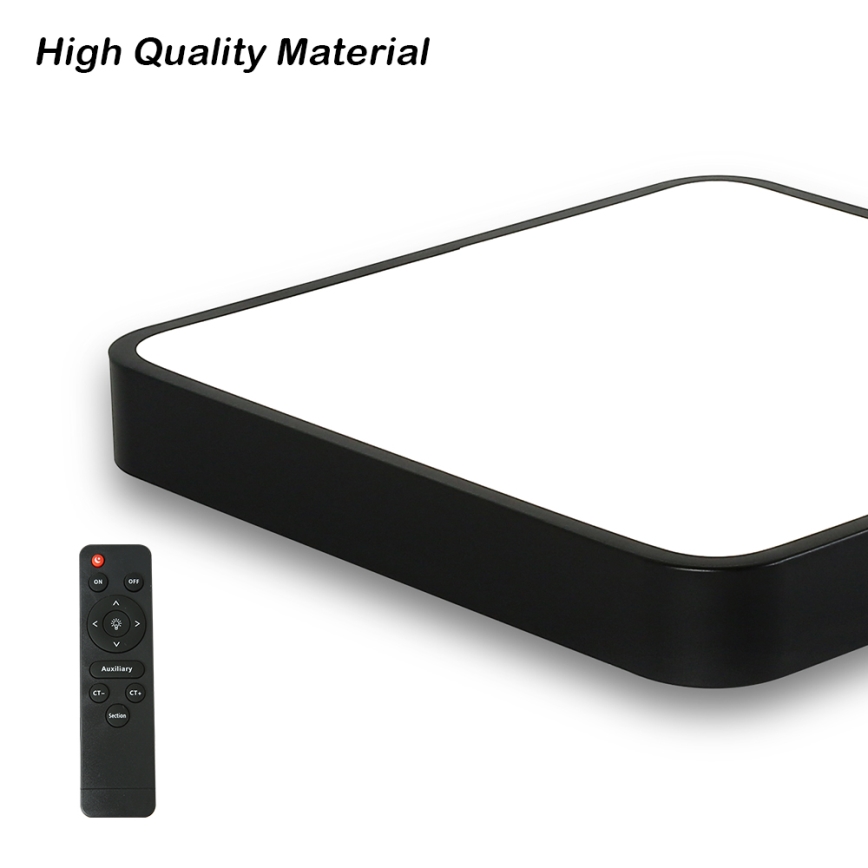 Brilagi - LED Dimmable ceiling light POOL SQUARE LED/48W/230V 3000-6000K 50x50 cm black + remote control