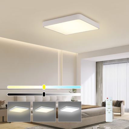 Brilagi - LED Dimmable ceiling light POOL SQUARE LED/48W/230V 3000-6000K 50x50 cm white + remote control