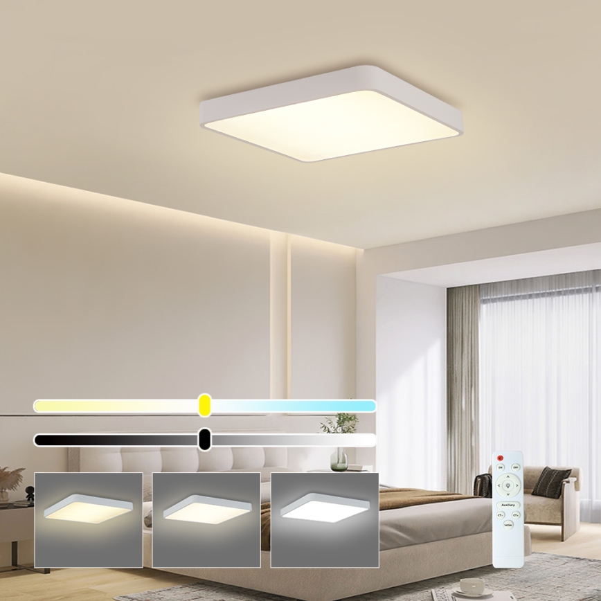 Brilagi - LED Dimmable ceiling light POOL SQUARE LED/48W/230V 3000-6000K 50x50 cm white + remote control
