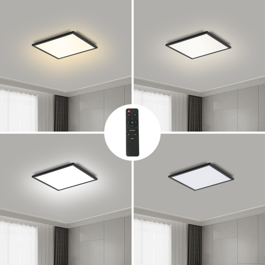 Brilagi - LED Dimmable ceiling light SLIMFRAME LED/25W/230V 30x30 cm 3000-6000K black + remote control
