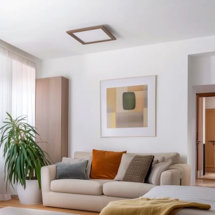 Brilagi - LED Dimmable Ceiling Light SLIMFRAME WOOD LED/36W/230V 49,5x49,5 cm 3000-6000K dark brown + remote control