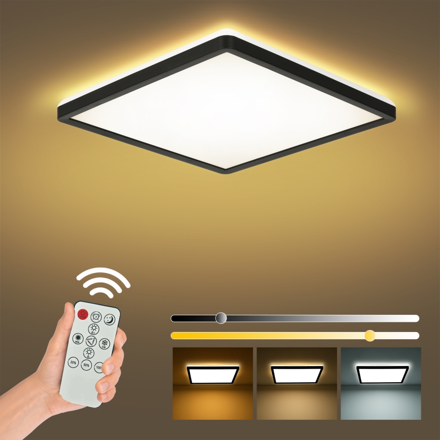 Brilagi - LED Dimmable ceiling light ULTRA SLIM LED/18W/230V 2700-6500K 30x30 cm black + remote control