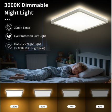 Brilagi - LED Dimmable ceiling light ULTRA SLIM LED/18W/230V 2700-6500K 30x30 cm white + remote control
