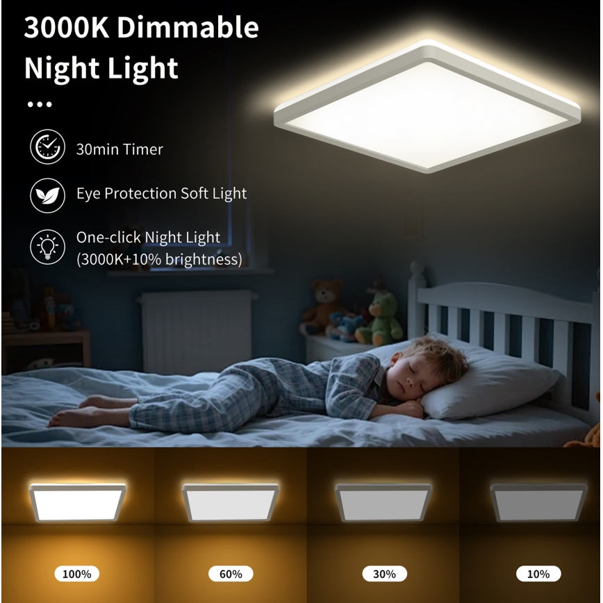 Brilagi - LED Dimmable ceiling light ULTRA SLIM LED/18W/230V 2700-6500K 30x30 cm white + remote control