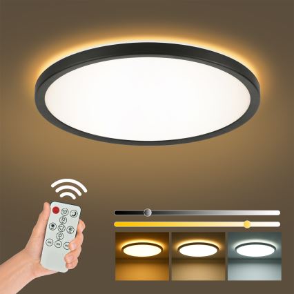 Brilagi - LED Dimmable ceiling light ULTRA SLIM LED/18W/230V 2700-6500K d. 30 cm black + remote control