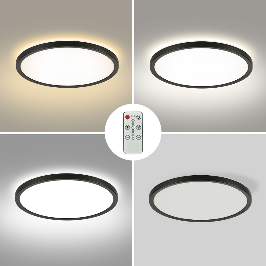 Brilagi - LED Dimmable ceiling light ULTRA SLIM LED/18W/230V 2700-6500K d. 30 cm black + remote control